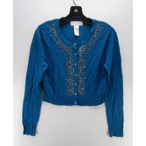 Soft Surroundings Sweater Small Cardigan Cropped Sequins Button Down* - Picture 1 of 10